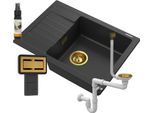 Lavello In Granito Granitan | Argos - Nero - Da Incasso Con Scolapiatti - Incl. Sifone Oro