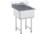 Succebuy Lavello Di Preparazione E Utilità In Acciaio Inox, Lavello Indipendente Con 1 Scomparto, Rubinetto E Gambe, 27 X 41 Pollici, Lavelli Commerciali A Vasca Singola Per Garage, Ristorante