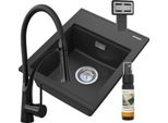 Granitan | Lavello In Granito Alor - Nero - Da Incasso - Design Moderno Con Rubinetto Da Cucina Nexo