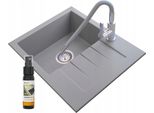 Granitan | Lavello In Granito Milano - 574 X 464 Mm - Nero - Con Miscelatore Flex E Sifone