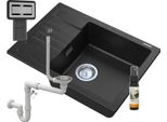 Lavello In Granito Granitan | Argos - Nero Puntinato - Da Incasso Con Sgocciolatoio - Incl. Sifone Cromato