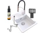Lavello Granitan | Argos - Bianco - Incluso Miscelatore E Sifone Nexo - Granito Di Alta Qualità