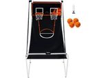 Succebuy Gioco Arcade Di Basket Pieghevole, Sport Indoor Per 2 Giocatori, 4 Palloni, 8 Modalità, Tabellone Elettronico, Pompa Di Gonfiaggio, Per Bambini E Adulti (Bianco E Nero)