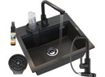 Granitan | Lavello In Granito Foxal - Nero - Incasso Con Rubinetto - Design Ergonomico