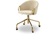 Sedia Girevole Di Design Finbar - Crema / Oro