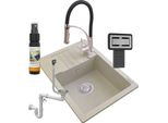 Lavello Granitan | Argos - Beige - Incluso Miscelatore E Sifone Nexo - Granito Di Alta Qualità