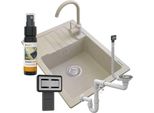 Lavello Granitan | Argos - Beige - Incluso Rubinetto E Sifone Beta - Granito Di Alta Qualità