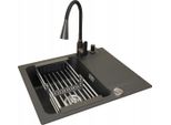 Franke Orion Oid 611-62 Lavabo Al Quarzo Onice Nero Rubinetto Flexo