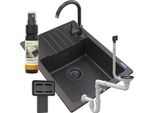 Granitan | Lavello In Granito Argos - Nero Puntinato - Installazione Con Rubinetto E Sifone Beta - Novità!