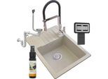 Granitan | Lavello In Granito Argos - Beige - Con Rubinetto Da Cucina Vegas - Incl. Sifone Cromato - Novità!