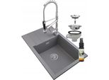 Granitan | Lavello In Granito Louis - 800 X 500 Mm - Grigio - Minimalista Con Sgocciolatoio