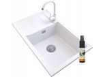 Granitan | Lavello In Granito Louis - Bianco - Da Incasso Con Scolapiatti - Alta Qualità E Design Moderno
