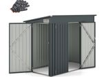 Capanno Da Giardino Costway 235X117X185Cm In Metallo, Capanno Per Attrezzi Con Porta D'ingresso, Porta Laterale E Tetto A Shed, Capanno Da Giardino Chiudibile A Chiave, Grigio Scuro