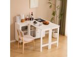 Tavolo Da Pranzo Girevole Flieks Tavolo Bar, Tavolo Da Pranzo Rettangolare Tavolo Da Cucina Allungabile Con Cassettiera, Tavolo Alto Con Credenza, Bianco
