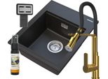 Granitan | Lavello In Granito Alor - Linea Dorata - Nero Con Puntini Dorati - Design Senza Tempo