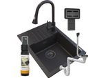 Lavello Granitan | Argos - Nero - Compresi Bateria Snake E Syfon - Granito Di Alta Qualità