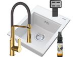 Granitan | Lavello In Granito Alor - Bianco - Da Incasso - Design Moderno - Accessori Inclusi