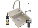 Lavello Granitan | Argos - Beige - Compresi Bateria Snake E Syfon - Granito Di Alta Qualità