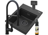 Granitan | Lavello In Granito Alor - Nero - Da Incasso - Design Moderno - Compatto E Pratico