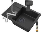 Granitan | Lavello In Granito Argos - Nero - Incasso Con Scolapiatti - Design Moderno E Funzionalità