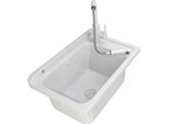 Lavello Granitan | Monza - 58X38 Cm - Bianco - Materiale Robusto - Ideale Per Garage E Lavanderia