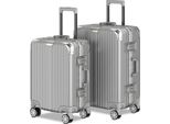 Voyagoux® - Set Di Valigie Aeon S/M - Valigia - Chiusura Tsa - Con Ruote - Argento - Struttura In Alluminio