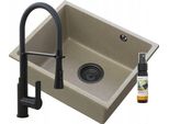 Lavello Sottopiano Manado Braun Nero + Rubinetto Vegas
