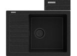 Granitan | Lavello In Granito Argos - Nero Metallizzato - Incasso Con Scolapiatti - Design Moderno