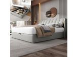 Letto Imbottito Sweiko 160 X 200 Cm, Letto Idraulico, Con Illuminazione Led, Con Vano Contenitore, Testata Regolabile, Pu, Grigio