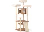 Costway Albero Per Gatti 168Cm, Albero Per Gatti Grande A Più Piani, Albero Da Arrampicata Per Gatti Con Grotta, Scala, Tappetini, Palline E Amaca, Beige Natura