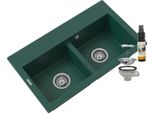 Granitan | Lavello In Granito Duet - Verde Bottiglia - Doppia Vasca - Alta Qualità Ed Eleganza