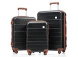 Flieks Set Di Valigie Di Alta Qualità 3 Pezzi, Set Di Valigie Da Viaggio Con 4 Ruote E Chiusura Tsa, Trolley Leggero A Guscio Rigido, M-L-XL, Nero