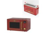 Kaiser Empire M 2530 RotEm Mikrowelle 25L Mikrowellenherd mit Heißluft Grill 25 Funktionen+Retro-Toaster T 4000 RotEm