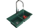 Granitan | Lavello In Granito Duet - Verde Bottiglia - Bicomponente - Design Di Alta Qualità - Personalizzabile