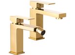 Set Miscelatore Lavabo Oro Basso +Bidet Ister