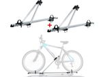 2X Portabiciclette Da Tetto Fino A 17 Kg In Alluminio Argento