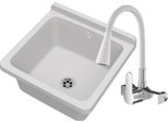 Lavello Granitan | Orta - 40X38 Cm - Bianco - Design Robusto - Ideale Per Garage E Officine