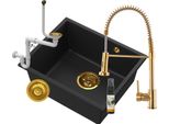 Lavabo Sottopiano Rubinetto Manado Nero Siphon Oro