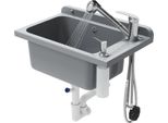Granitan | Lavello Monza - Grigio - Con Rubinetto Estraibile E Dispenser Di Sapone - Ideale Per Garage E Officine