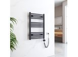 Emke Radiatore Elettrico Da Bagno Con Termostato Scaldasalviette Curvo Con Elemento Riscaldante Antracite 750 X 500 Mm 300 W
