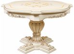 Casa Padrino Tavolo Da Pranzo Barocco Bianco/Marrone Ø 120 Cm - Mobili Da Sala Da Pranzo Barocchi
