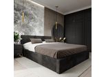 Muralo Letto Imbottito Per Camera Da Letto Letto Imbottito Con Rete Letto Con Testiera Imbottita Letto Matrimoniale 140X200 Letto Con Contenitore Nero