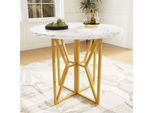 Tavolo Da Pranzo Aiorber, Rotondo, Struttura In Metallo, Pomelli Regolabili, Materiale Mdf Spesso, 4-6 Posti A Sedere, Per Sala Da Pranzo E Soggiorno, 80 X 80 X 76 Cm, Bianco