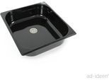 Lavello In Acciaio Inox Nero Lavandino Da Campeggio 354X325X100 Mm + Scarico