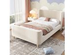 Letto Imbottito Flieks 90X200Cm Con Rete A Doghe, Letto Classico Letto Per Bambini Letto Per Ragazzi Con Rivestimento In Velluto, Letto Singolo Letto In Legno, Beige