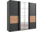 Armadio Ad Ante Scorrevoli Barmbek Armadio Con Specchio, Design Selezionabile, Grafite / Rovere Artisan, 225X64X208Cm