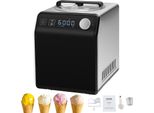 Kompressor Eismaschine Eiscrememaschine 2 L, 180 W Frozen Joghurtbereiter Speiseeismaschine 3 Modi Joghurtmaschine Haushalt, Tragbare Eismaschine Sorbet Gelato Geräuscharm Schwarz Elektrisch
