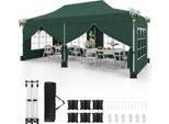 Costway Gazebo 3X6M, Gazebo Pieghevole Con 6 Pareti Laterali Rimovibili, Sacchi Di Sabbia E Borsa Per Il Trasporto, Gazebo Da Giardino Per Feste, Tenda Invernale Con Protezione Uv 50+ Verde