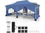 Costway Gazebo 3X6M, Gazebo Pieghevole Con 6 Pareti Laterali Rimovibili, Sacchi Di Sabbia E Borsa Per Il Trasporto, Gazebo Da Giardino Per Feste, Tenda Invernale Con Protezione Uv 50+ Blu