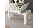 Tavolo Da Pranzo Flieks Con Vano Portaoggetti Nascosto, 120X70X75Cm, Tavolo Moderno E Semplice Per Il Tempo Libero, Tavolo Da Cucina Multifunzionale Con Piano Pieghevole, Bianco